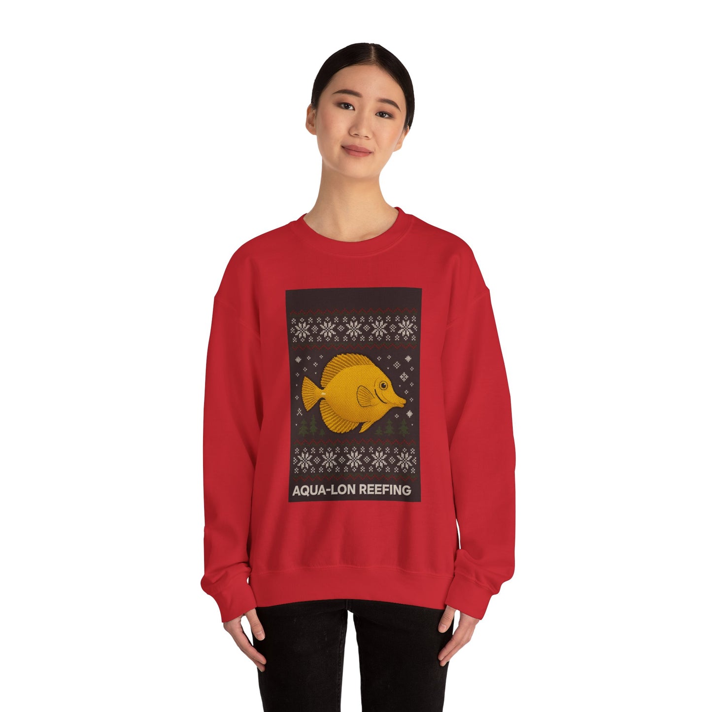 Sweatshirt — Aqua-Lon Reefing Yellow Tang Holiday Crewneck