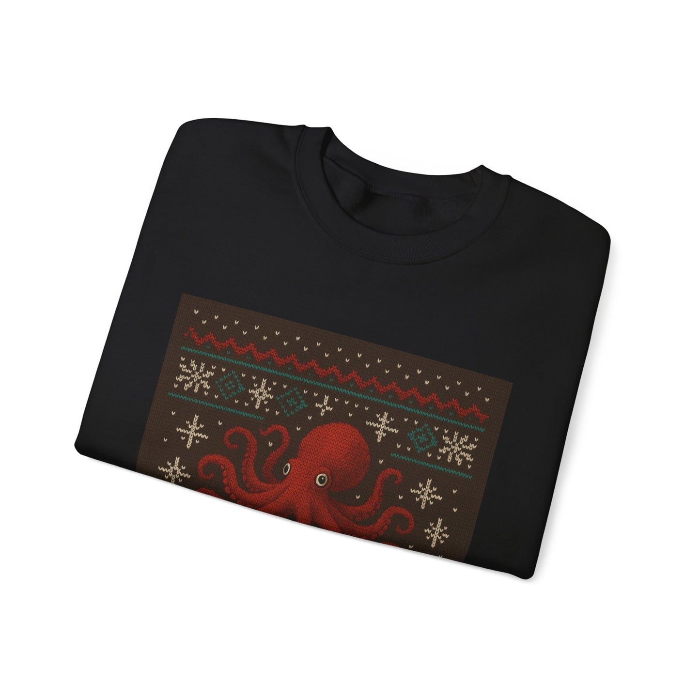 Octopus Ugly Sweater Crewneck Sweatshirt — "Aqua-Lon Reefing" Holiday Sweater
