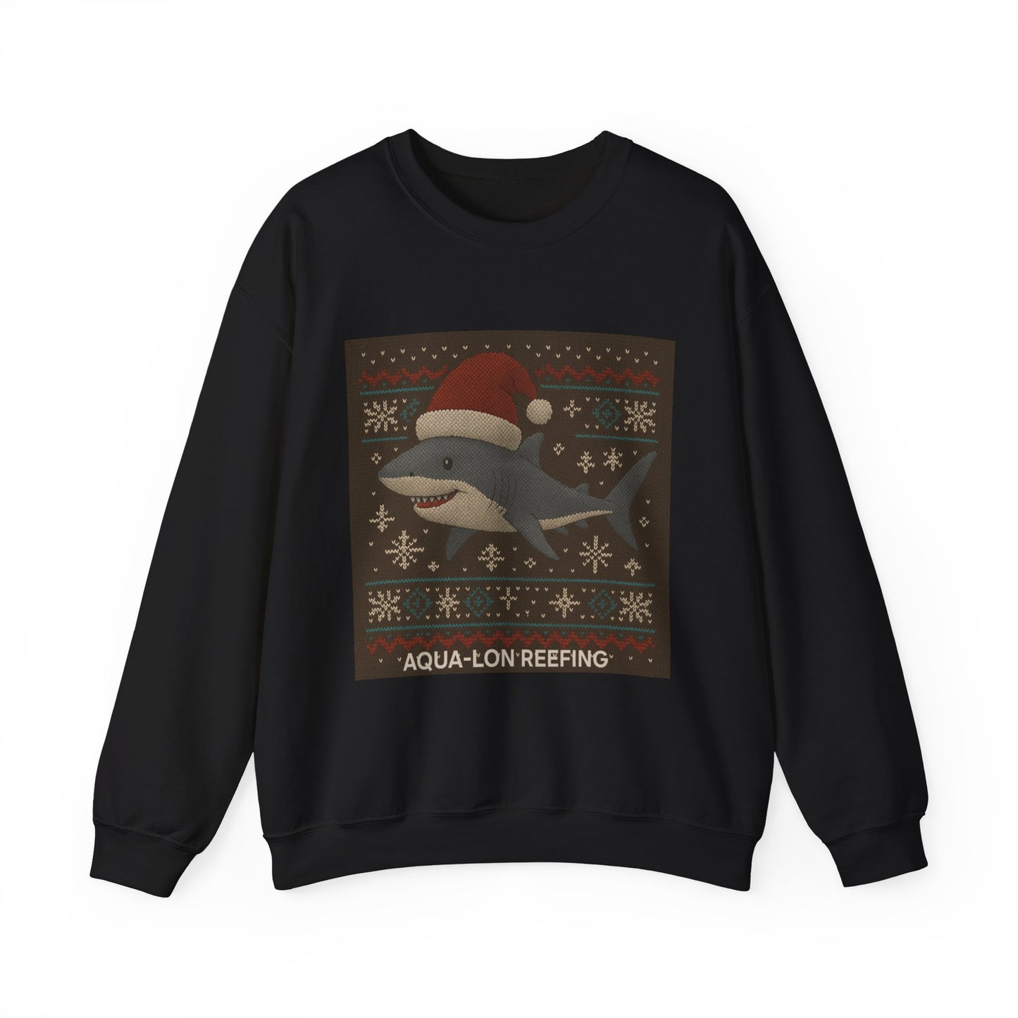 Shark Christmas Crewneck Sweatshirt — 'Aqua-Lon Reefing' Holiday Sweater