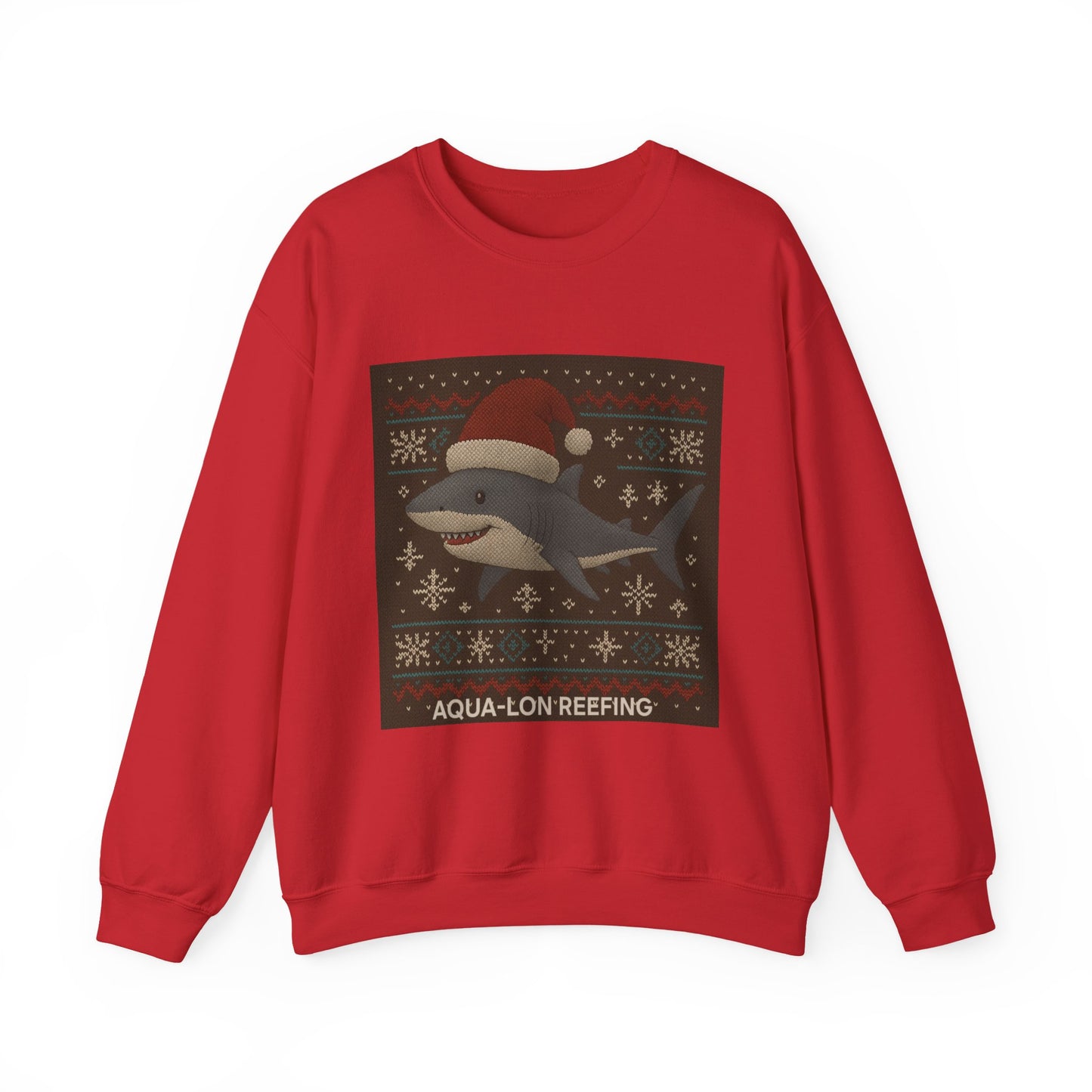 Shark Christmas Crewneck Sweatshirt — 'Aqua-Lon Reefing' Holiday Sweater