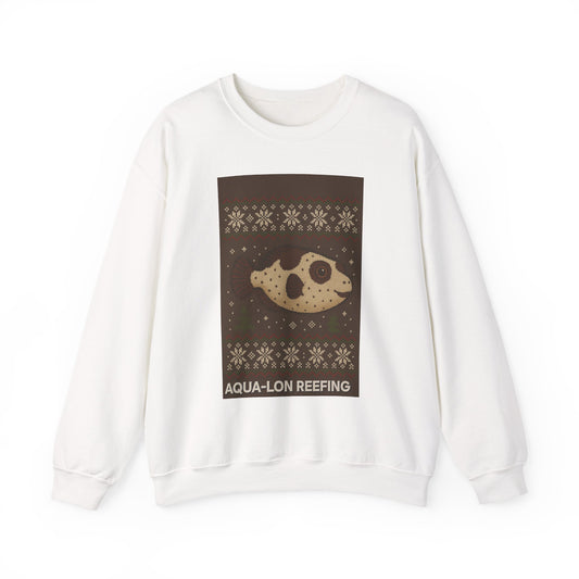 Aqua-Lon Reefing Crewneck Sweatshirt — Retro Ocean Pufferfish Holiday Pullover