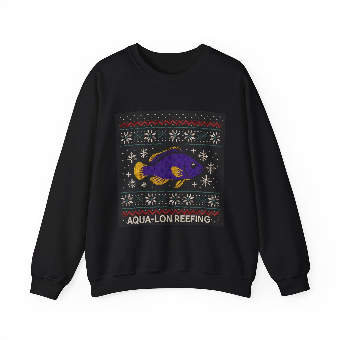 Aqua-Lon Reefing Crewneck Sweatshirt — Tropical Fish Holiday Sweater Design