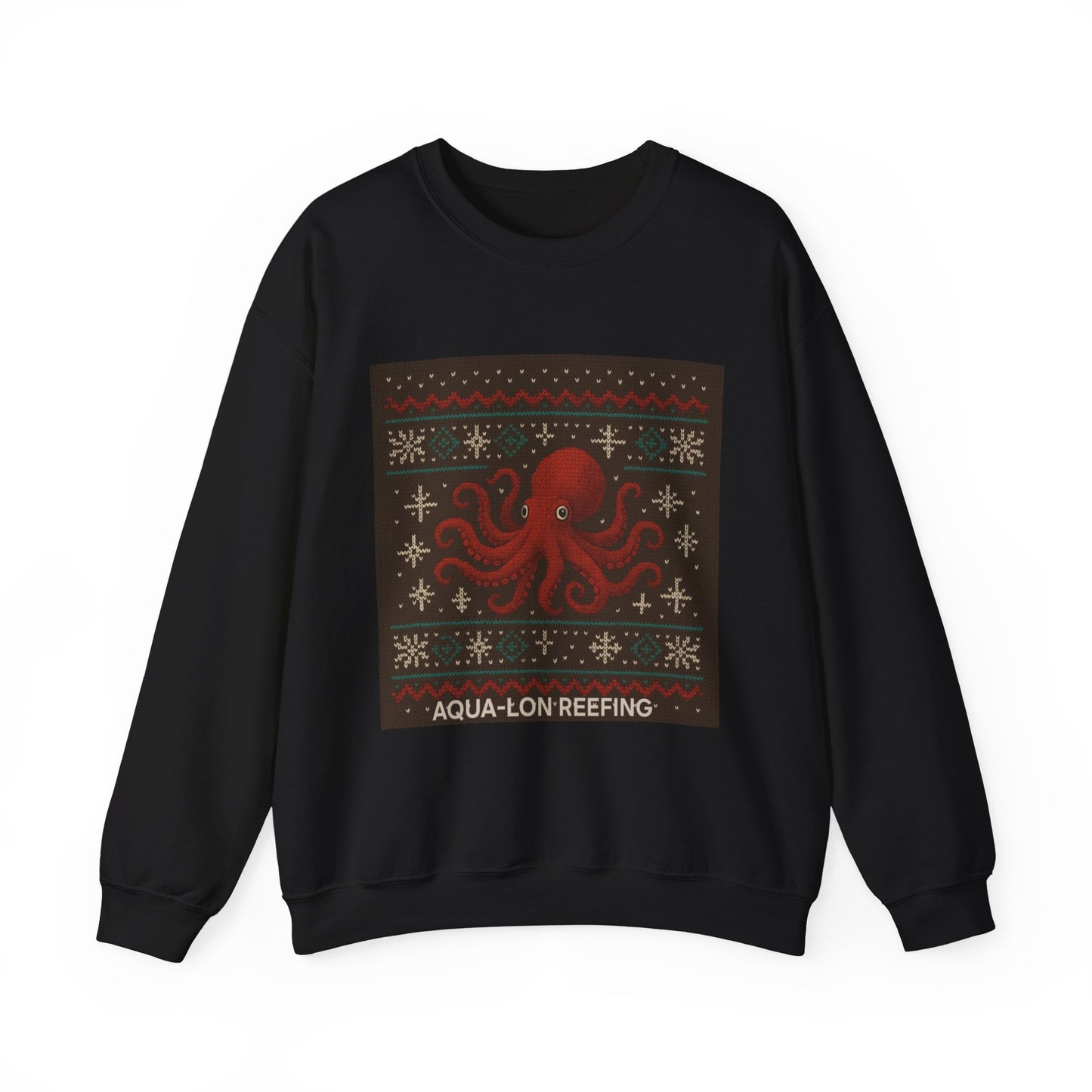 Octopus Ugly Sweater Crewneck Sweatshirt — "Aqua-Lon Reefing" Holiday Sweater