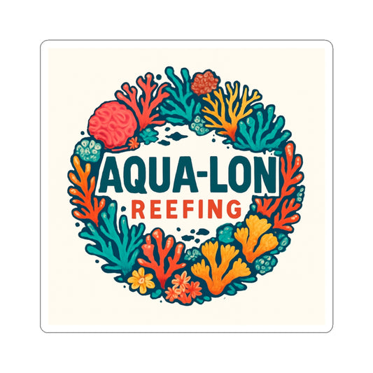 Aqua-Lon Reefing Kiss-Cut Sticker — Colorful Coral Reef Logo Sticker for Ocean Lovers