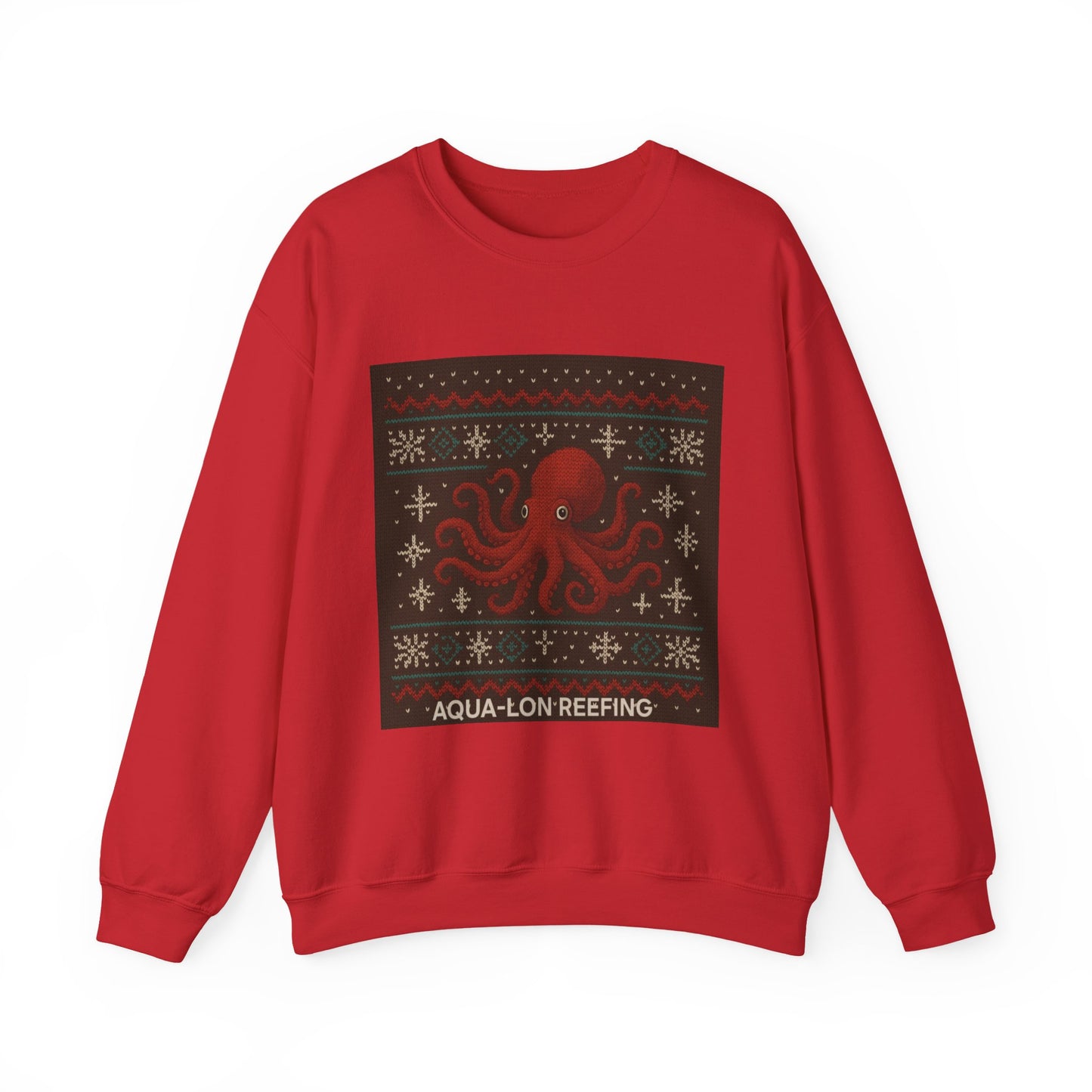 Octopus Ugly Sweater Crewneck Sweatshirt — "Aqua-Lon Reefing" Holiday Sweater