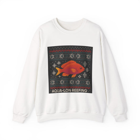 Fish Holiday Sweatshirt — "Aqua-Lon Reefing" Ugly Christmas Sweater Style