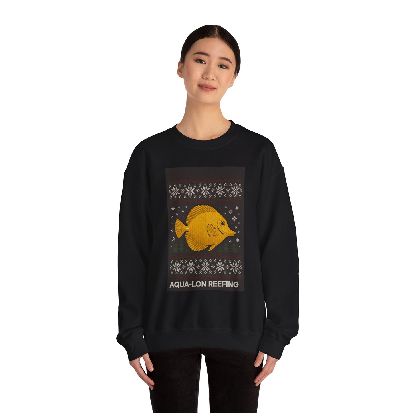 Sweatshirt — Aqua-Lon Reefing Yellow Tang Holiday Crewneck